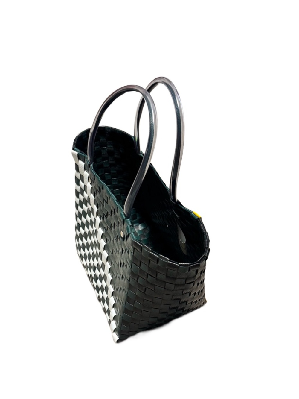 Marni Market Basket Bag Woven PVC Top Handle Tote Purse Green Yellow Designer - Picture 5 of 8